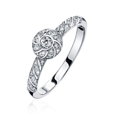 Кольцо из белого золота с бриллиантами «Вихрь признания» Estet (арт.01К6214313)