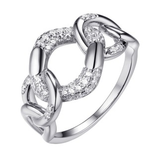 Кольцо серебряное с фианитами «Chain Glam» Fresh Jewelry (арт.CZ-R02991-X-W-X-X-W)