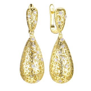 Серьги серебряные с фианитами «Gaudi Lemon Glow» Fresh Jewelry (арт.FA-E02358-X-L-X-X-W)