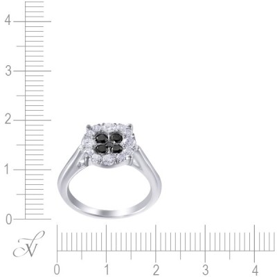 Кольцо с белыми и чёрными бриллиантами «Контраст Света» из белого золота JvG (арт.23437W)