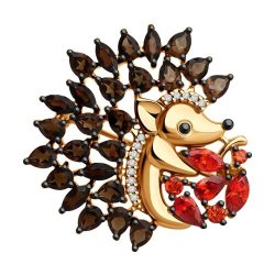 Брошь из золочёного серебра с раухтопазами и фианитами (Арт.92040119)
