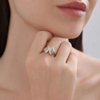 Кольцо из золочёного серебра с фианитами и эмалью «Морская Рапсодия» Соколов (арт.93-110-02298-1)