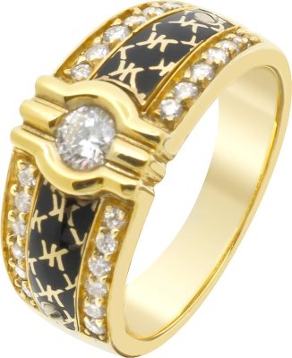 Кольцо из золота с бриллиантом и эмалью (Арт.3160dlnk)