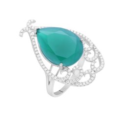 Кольцо из серебра с куб. цирконием и ситаллом (Арт.pd-r00318-x-w-me-x-w)