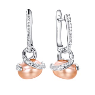 Серьги с жемчугом и фианитом «Nautilus Grace» Fresh Jewelry (арт.PI-E02458-X-W-PNP-X-W)