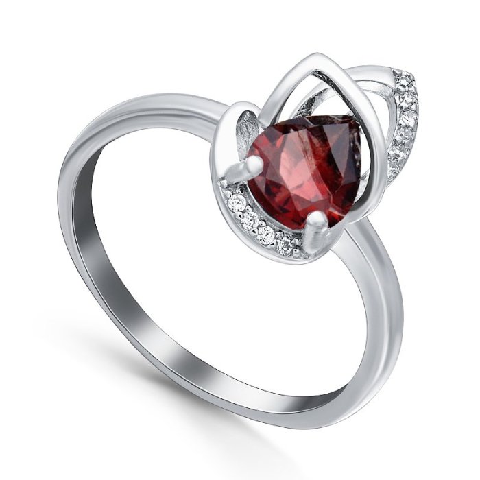 Кольцо Серебряные крылья (Арт.21knys1489-155_granat_kubcirkonii)