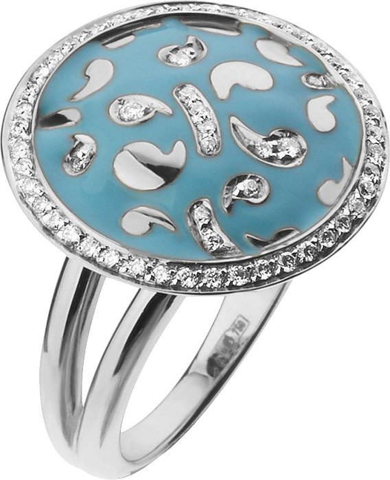 Кольцо из белого золота с бриллиантом и эмалью (Арт.kta801l17wg)