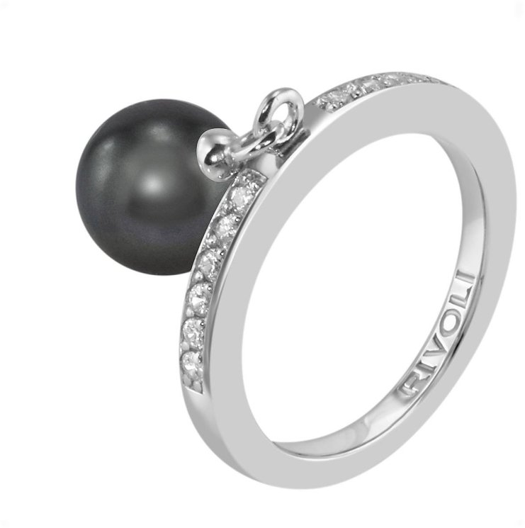 Кольцо из серебра с жемчугом и кристаллом swarovski (Арт.zar-14-8-32-s)