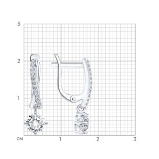 Серьги из серебра с фианитом «Искристый вальс» Соколов (арт.94-121-00043-1)