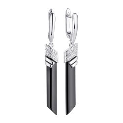 Серьги из серебра с керамикой и фианитом (Арт.tc-e01240-b-w-x-x-w)