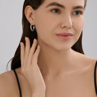 Серьги из серебра с фианитами «Лунный Орбит» Соколов (арт.94-122-02254-1)