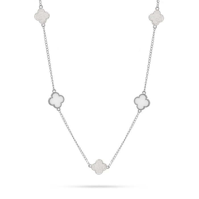 Ожерелье из серебра с керамикой и фианитом (Арт.tc-n01405-w-w-x-x-w)