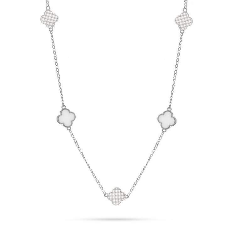 Ожерелье из серебра с керамикой и фианитом (Арт.tc-n01405-w-w-x-x-w)