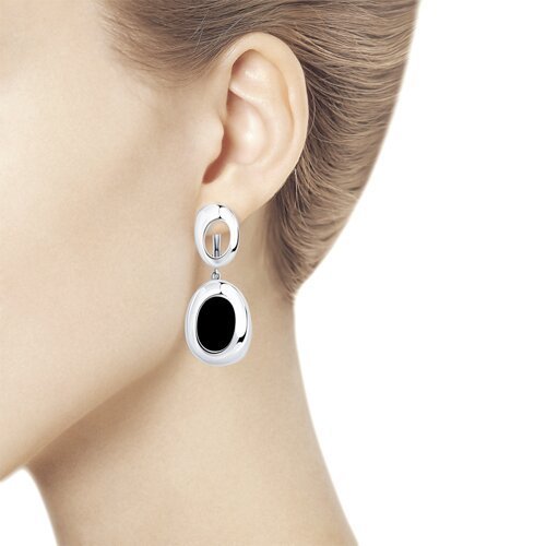 Серьги из серебра с агатами (Арт.83020143)