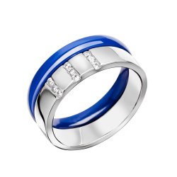 Кольцо из серебра с керамикой и фианитом (Арт.tc-r00696-bl-w-x-x-w)