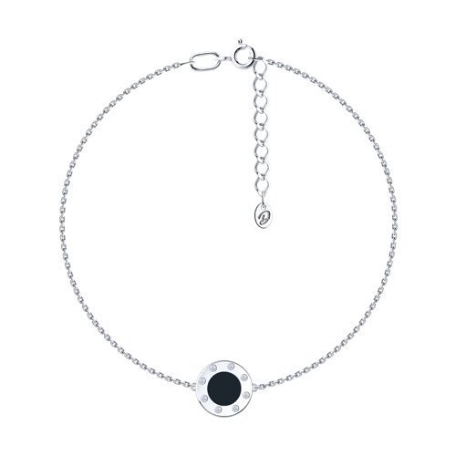 Браслет из серебра с фианитами и эмалью (Арт.94-150-02235-1)