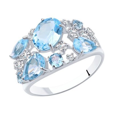 Кольцо из серебра с топазами и фианитами (Арт.92010219)