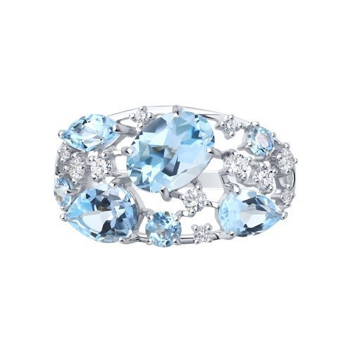 Кольцо из серебра с топазами и фианитами (Арт.92010219)