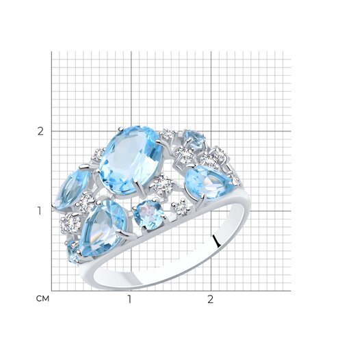 Кольцо из серебра с топазами и фианитами (Арт.92010219)