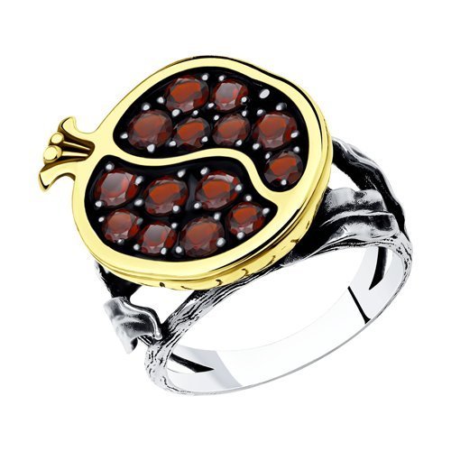 Кольцо из золочёного серебра с гранатами (Арт.92011937)