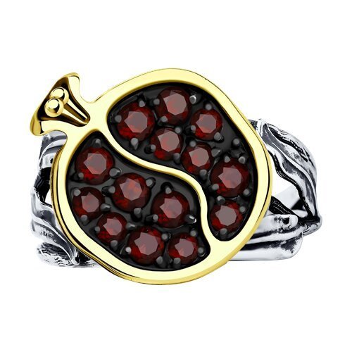 Кольцо из золочёного серебра с гранатами (Арт.92011937)