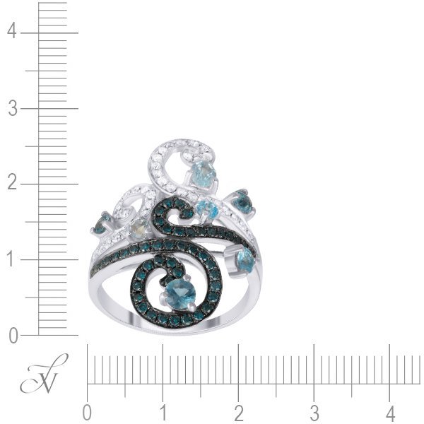Кольцо из белого золота с бриллиантом и топазом (Арт.mr82861-wd-bl-bt_ko_dl_bt_wg)