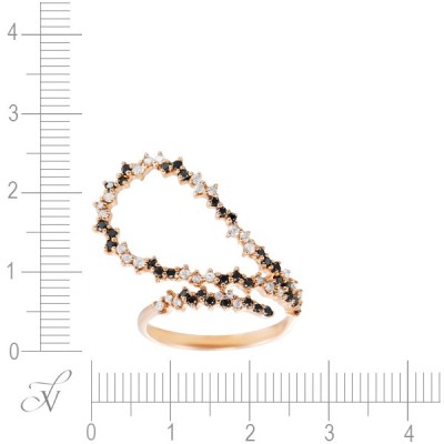 Кольцо с белыми и черными бриллиантами «Pink Galaxy» из золота JvG (арт. R13780BL-D_P_DB_PINK)