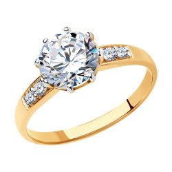 Кольцо из золочёного серебра с фианитами (Арт.93011031)