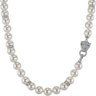 Ожерелье серебряное с жемчугом и куб. цирконием «Panther Grace» Rivoli (арт.128L-FP-SR7-1)