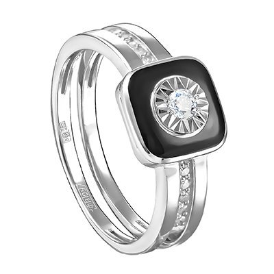 Кольцо золото с бриллиантом «Черный Аврора» Kabarovsky (арт.11-1804-1002)