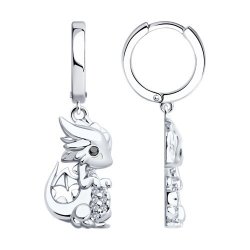 Серьги из серебра с фианитами и эмалью (Арт.94026445)