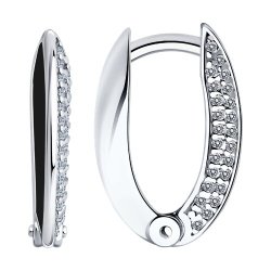 Серьги из серебра с фианитами и эмалью (Арт.94-120-01969-2)