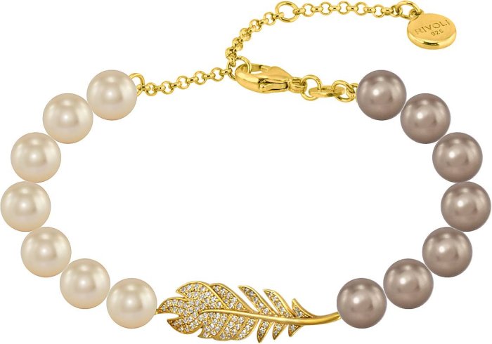 Браслет из серебра с жемчугом и куб. цирконием (Арт.27b-p36-g-5-9)