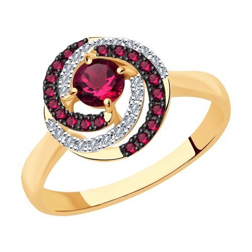 Кольцо из золота с бриллиантами и рубинами (Арт.4010622)