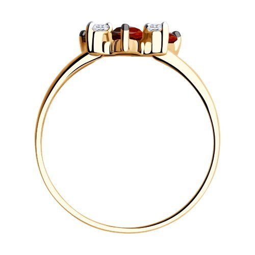 Кольцо золотое с гранатом и фианитами «Алый Цветок» SOKOLOV (арт.5129)