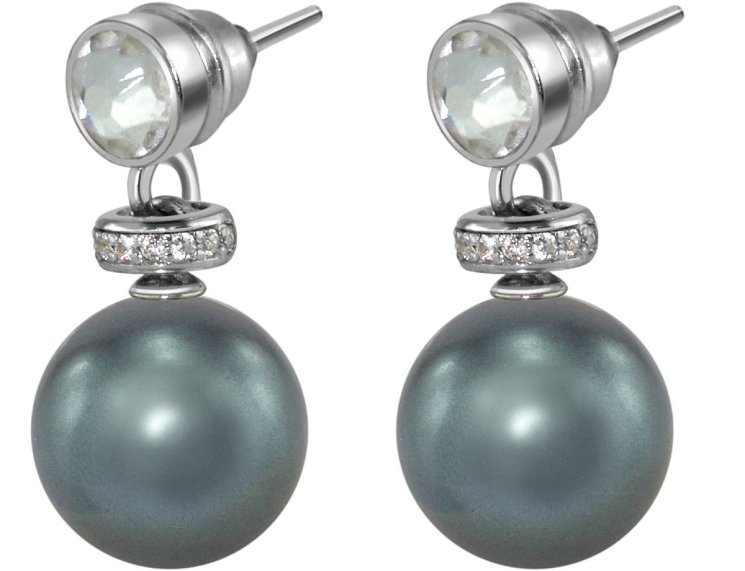 Серьги из серебра с жемчугом и кристаллом swarovski (Арт.abs-3-10-24-s)