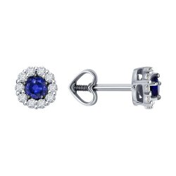 Серьги из белого золота с бриллиантами и сапфирами (Арт.52-222-01768-4)