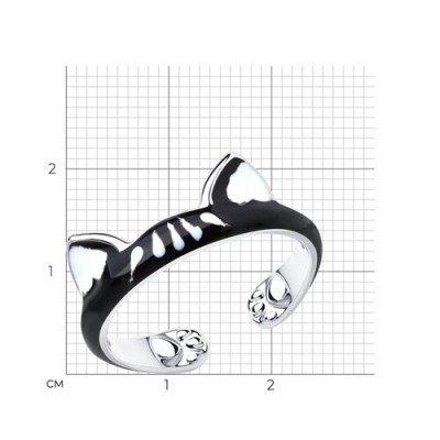 Кольцо серебряное с эмалью «Кошачьи ушки» Соколов (арт.94013541)