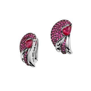 Серьги белое золото с рубином «Симфония Алого Света» ESTET (арт.01С5213374-2)