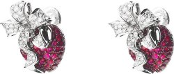Серьги из белого золота с бриллиантом и рубином Русские Самоцветы (Арт.er_5236_a03_1862)