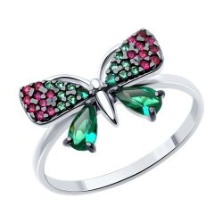 Кольцо из серебра с корундами и фианитами (Арт.94013876)