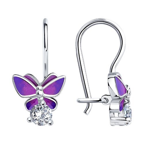 Серьги из серебра с эмалью с фианитами (Арт.94021193)