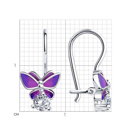 Серьги из серебра с эмалью с фианитами (Арт.94021193)