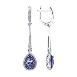 Серьги из белого золота с бриллиантами и танзанитами (Арт.6024207)