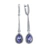 Серьги из белого золота с бриллиантами и танзанитами (Арт.6024207)