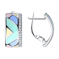 Серьги из серебра с эмалью и фианитами (Арт.94022288)