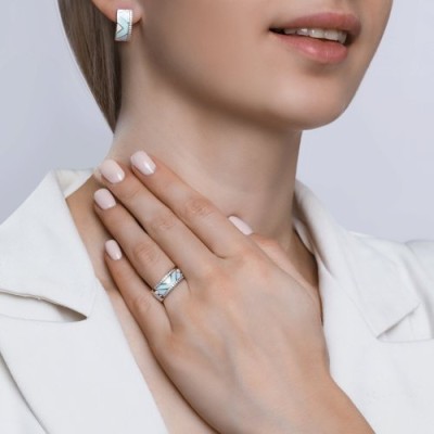 Серьги из серебра с эмалью и фианитами «Пастельный Калеидоскоп» SOKOLOV (арт.94022288)