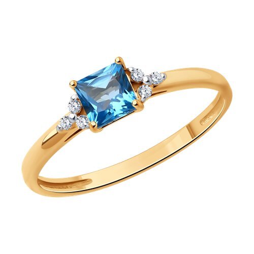 Кольцо золотое с топазом и бриллиантами «Небесный акцент» SOKOLOV (арт.71-00098)