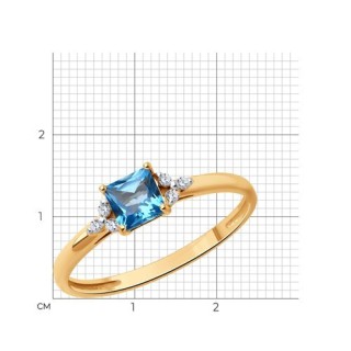 Кольцо золотое с топазом и бриллиантами «Небесный акцент» SOKOLOV (арт.71-00098)