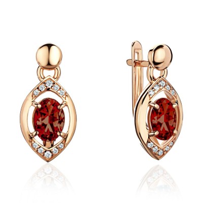 Серьги золото с гранатом и фианитами «New Colour Flame» Estet (арт.01С3115350-2)